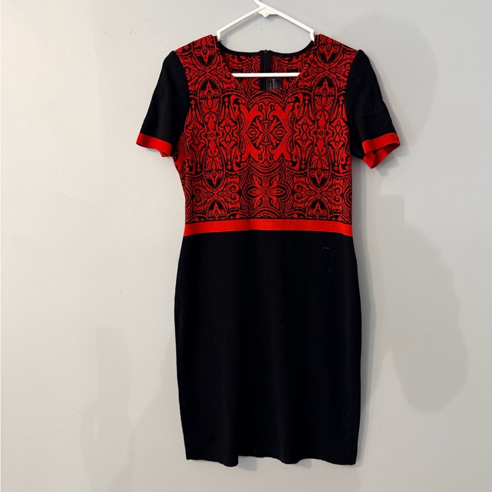 St. John Red and Black Mini Dress